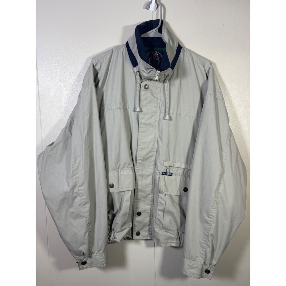 JG Hook Vtg Windbreaker Jacket Nautical Anchor XL Coastal Sailing Yatch Club